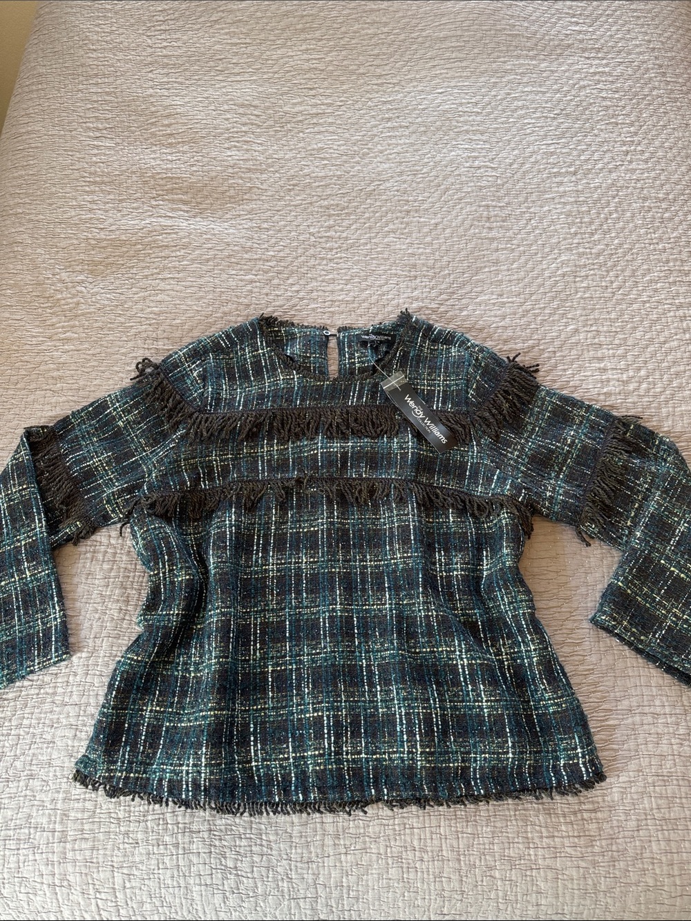 Wendy Williams Tweed Fringe Shirt
